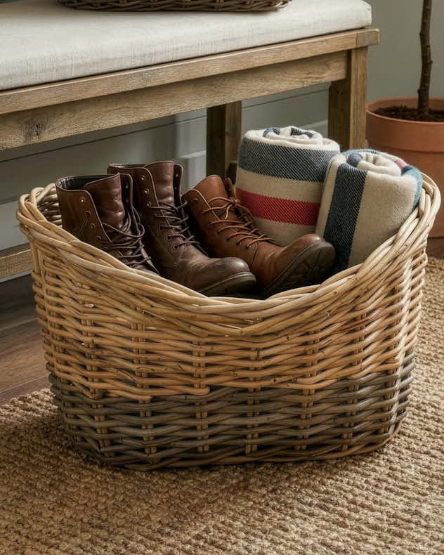Storage Baskets - Two Tone Wicker Storage Basket