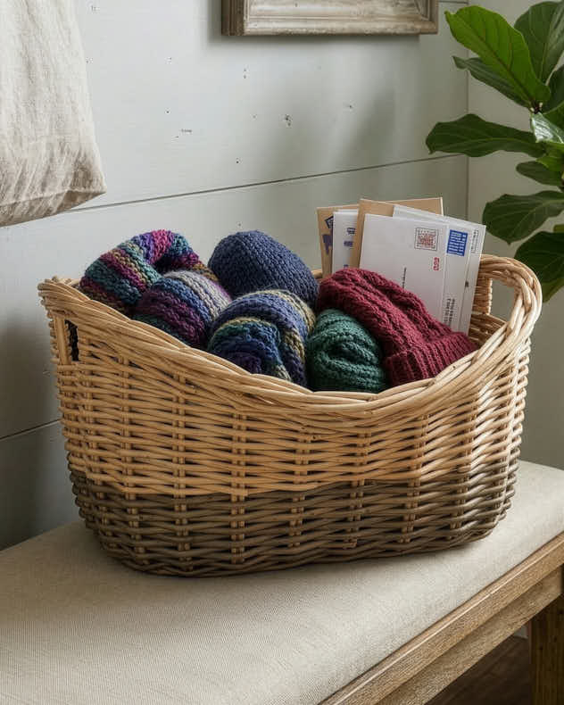 Storage Baskets Large - Two Tone Wicker Storage Basket