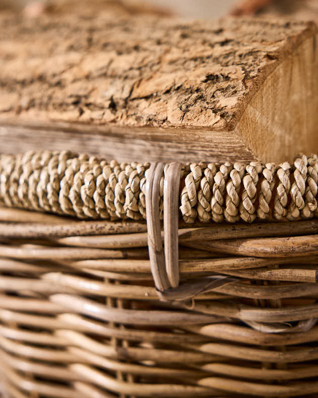 Natural Rattan and Seagrass Log Basket