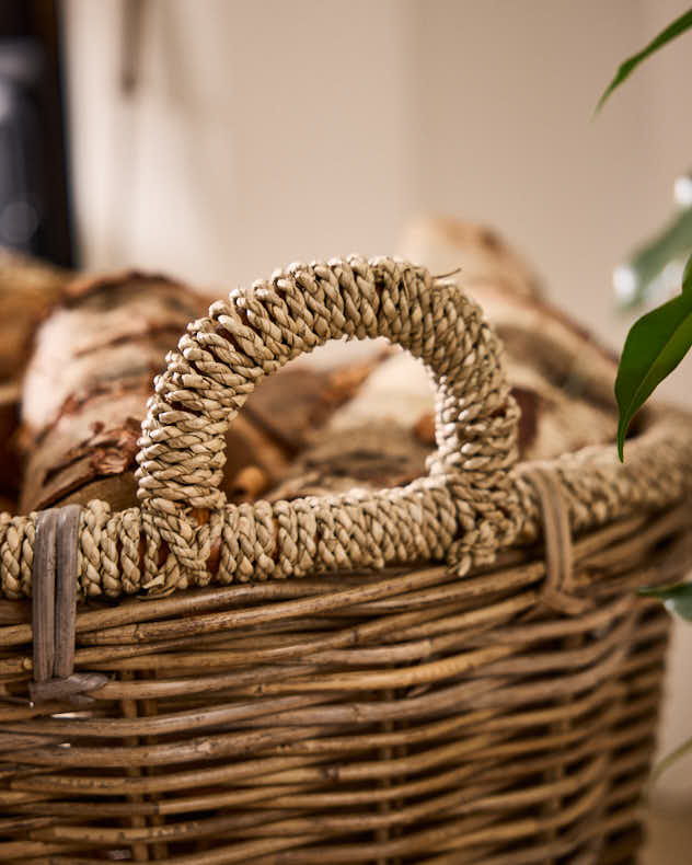 Natural Rattan and Seagrass Log Basket