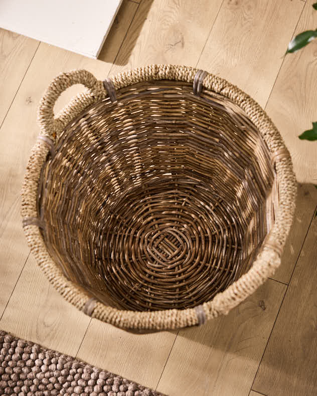 Natural Rattan and Seagrass Log Basket