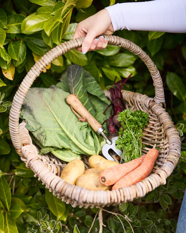 Garden Storage Full Set - Round Wicker Harvest Trug