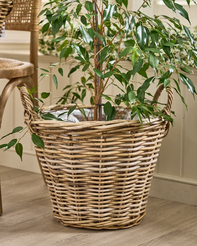 Lined Wicker Planter Baskets with Handles