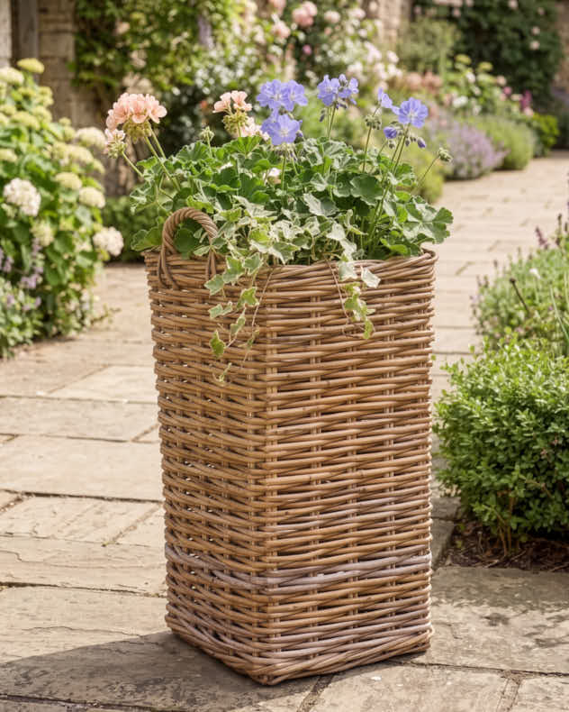 Tall Rattan Bedding Planters