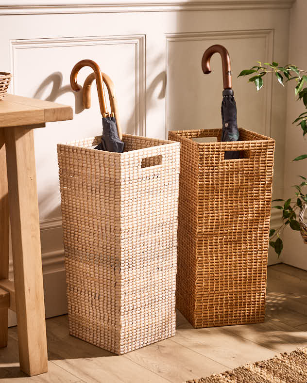 Square Rattan Umbrella Basket - Dibor - Natural Umbrella Stands & Racks