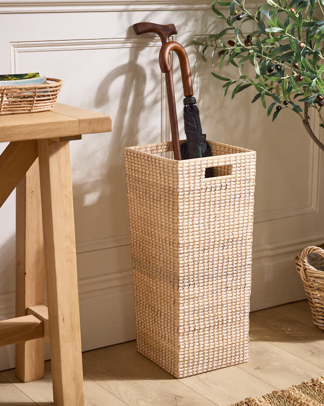 Umbrella Stands &amp; Racks - Square Rattan Umbrella Basket