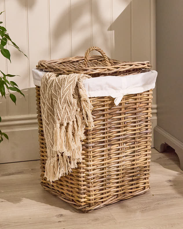 Laundry Hampers &amp; Baskets Large - Faya Square Rattan Laundry Basket