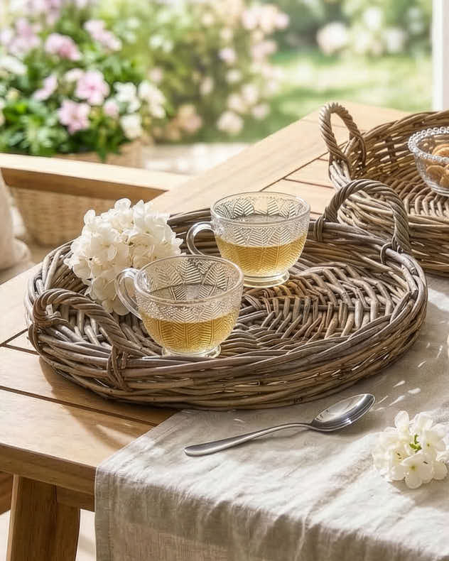 Serving Tray - Kaduna Rattan Tray with Handles