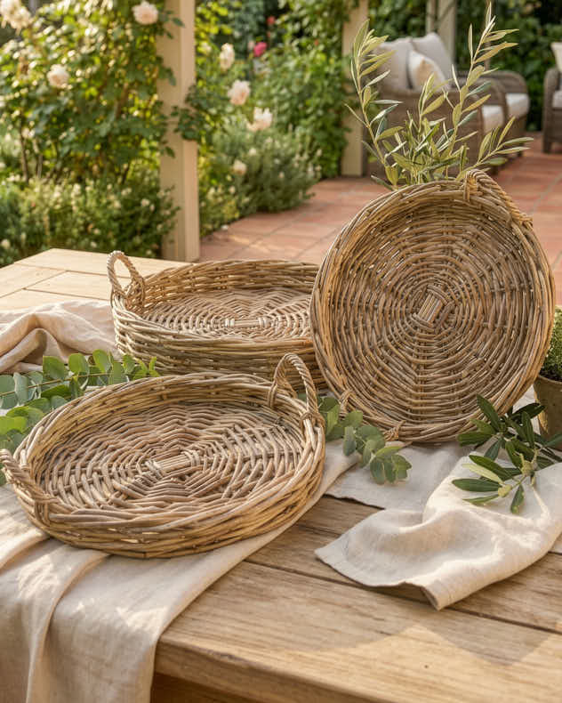 Serving Tray Medium - Kaduna Rattan Tray with Handles