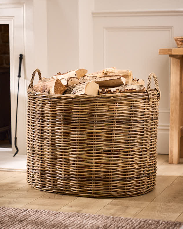 Log &amp; Coal Storage - Azara Premium Oval Log Basket