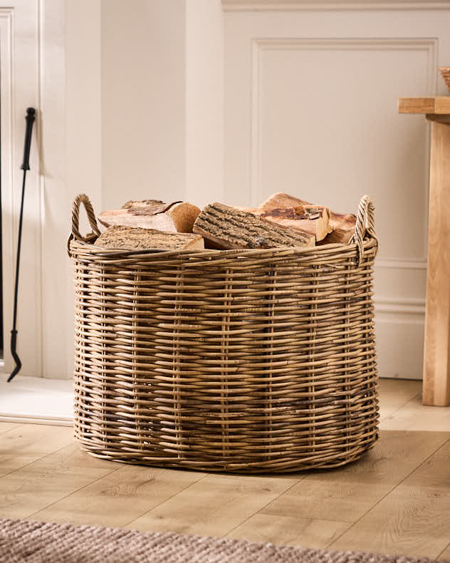 Log &amp; Coal Storage - Azara Premium Oval Log Basket