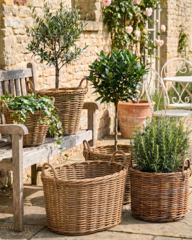 Round Natural Wicker Plant Pot - Premium Willow Wicker Planter Collection