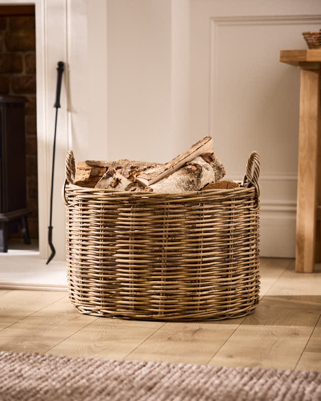 Log &amp; Coal Storage - Azara Premium Oval Log Basket