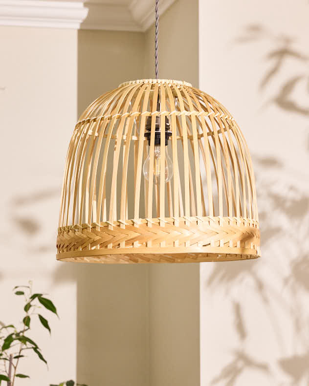 Natural Bamboo Light Shade - Bamboo Dome Easy Fit Ceiling Shade