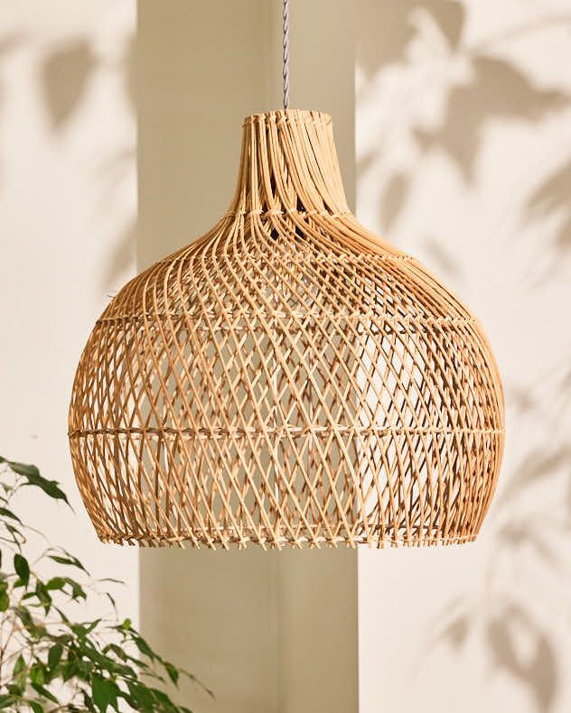 Natural Rattan Light Shade - Rattan Teardrop Easy Fit Ceiling Shade