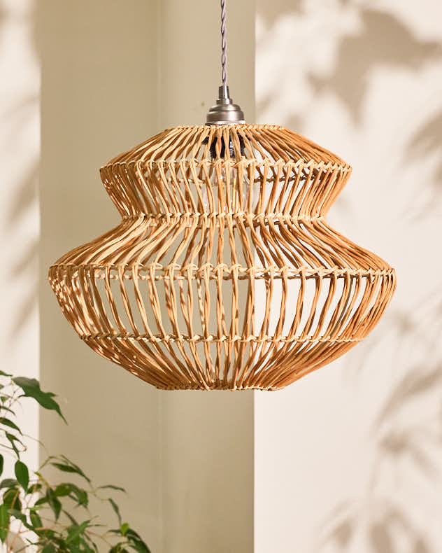 Natural Rattan Light Shade - Rattan Pot Bellied Easy Fit Ceiling Shade
