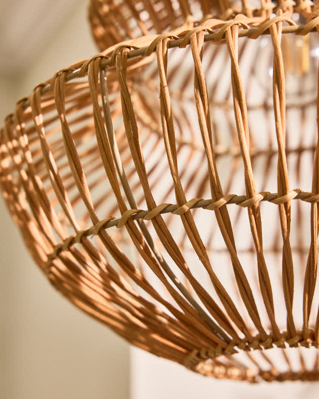 Light Shade - Rattan Pot Bellied Easy Fit Ceiling Shade