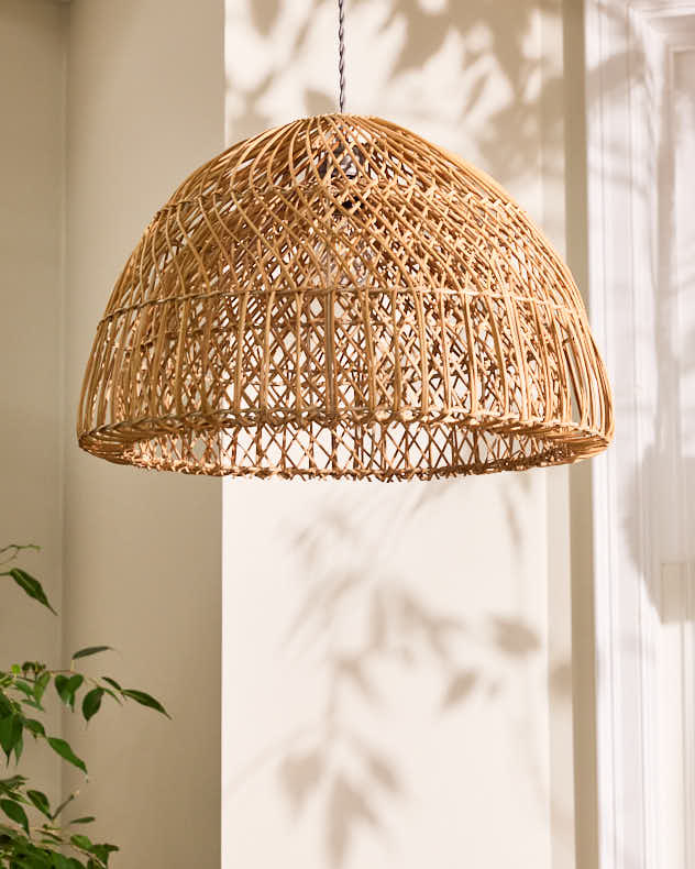 Natural Rattan Light Shade - Rattan Twin Spiral Easy Fit Ceiling Shade