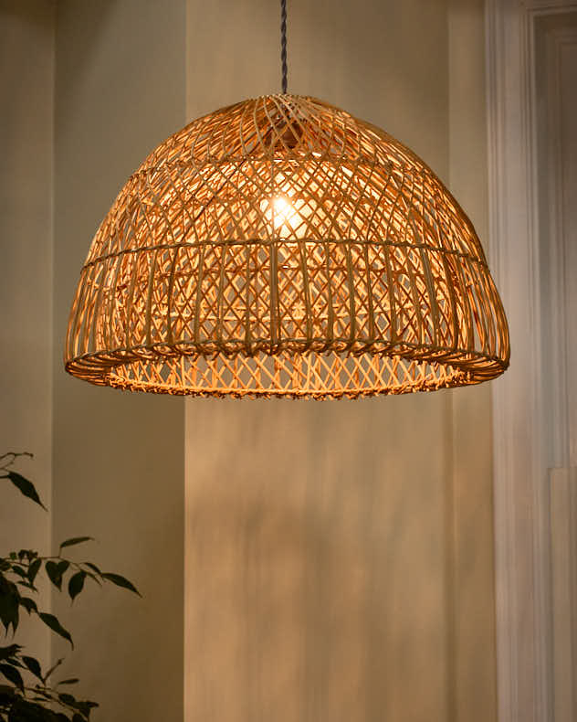 Light Shade - Rattan Twin Spiral Easy Fit Ceiling Shade