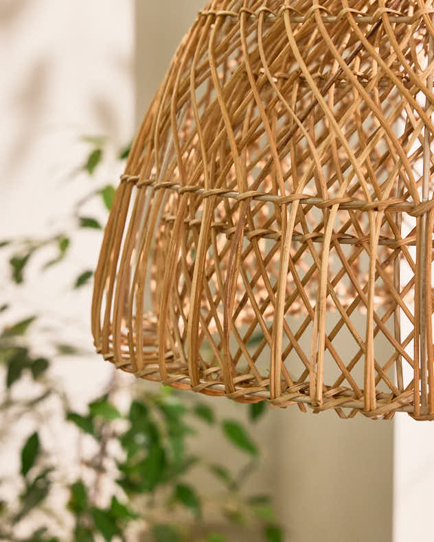 Light Shade - Rattan Twin Spiral Easy Fit Ceiling Shade
