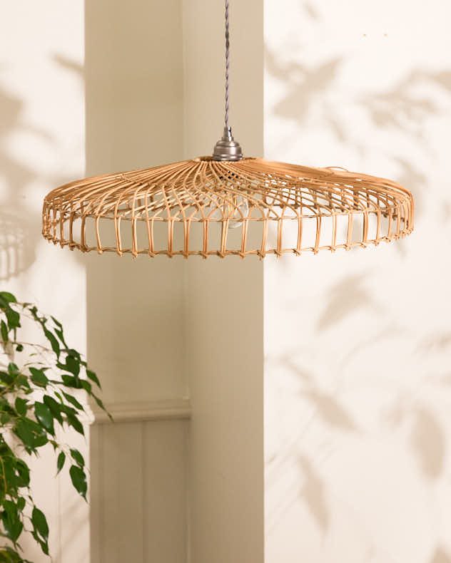 Natural Rattan Light Shade - Rattan Flush Wide Easy Fit Ceiling Shade