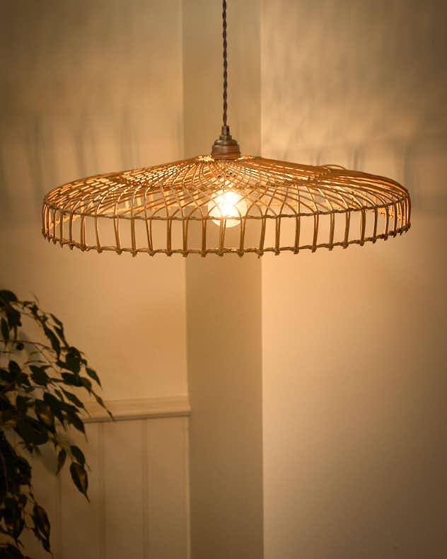 Light Shade - Rattan Flush Wide Easy Fit Ceiling Shade