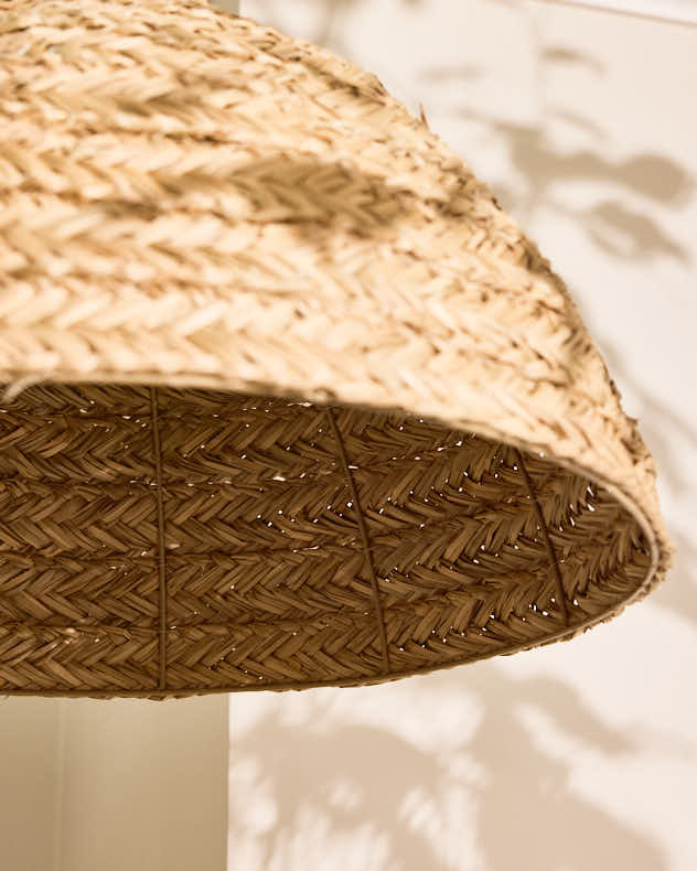 Light Shade - Seagrass Plaid Dome Easy Fit Ceiling Shade