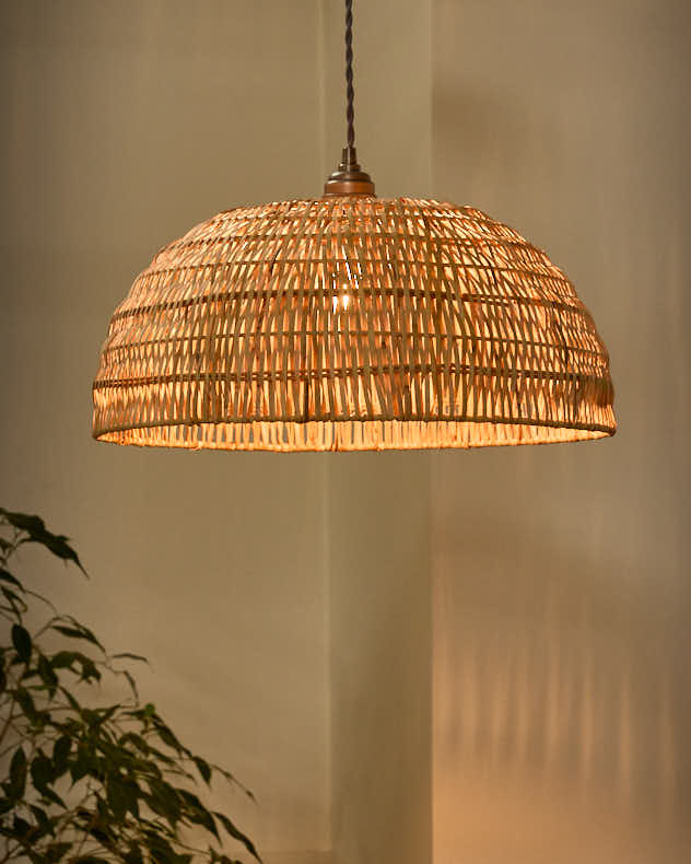Light Shade - Roscoe Rattan Large Dome Easy Fit Ceiling Shade