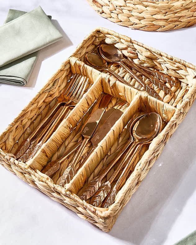 Natural Water Hyacinth Storage Baskets - Lakelyn Water Hyacinth Cutlery Tray