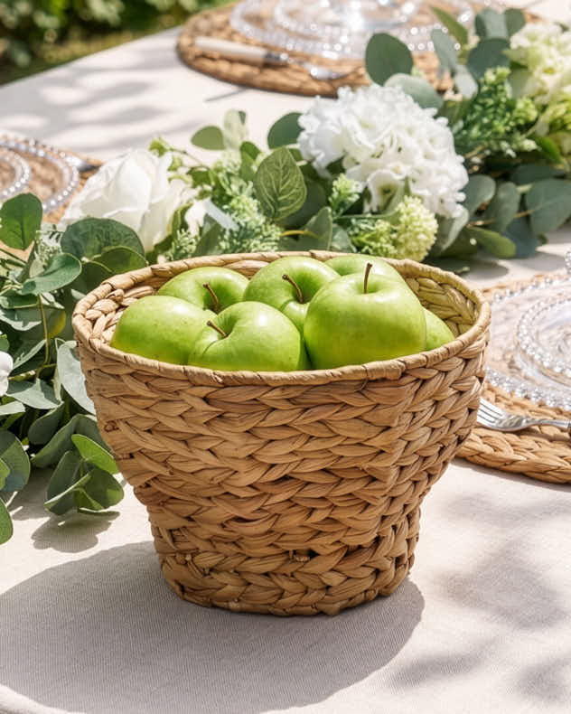 Natural Water Hyacinth Bowls - Water Hyacinth Footed Fruit Bowl