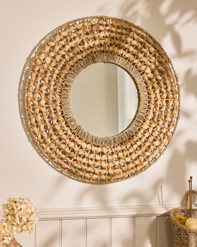 Natural Water Hyacinth Mirror - Lakelyn Water Hyacinth Wall Mirror 65cm
