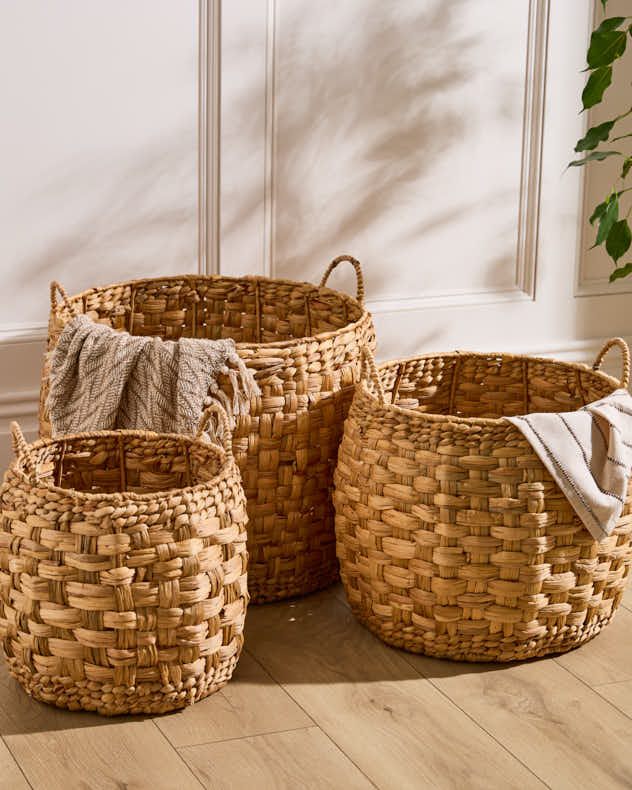 S Natural Water Hyacinth Baskets - Lakelyn Water Hyacinth Round Basket