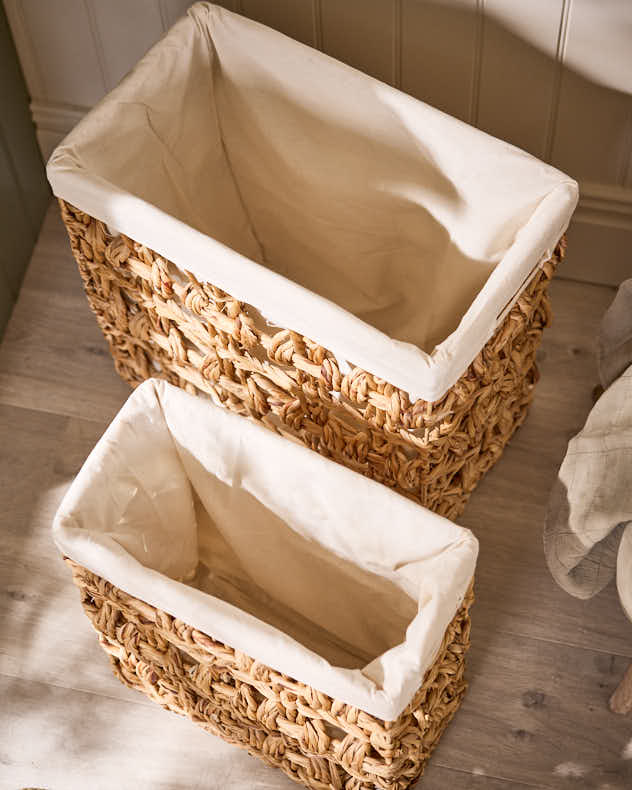 Laundry Hampers &amp; Baskets - Lakelyn Water Hyacinth Lined Basket