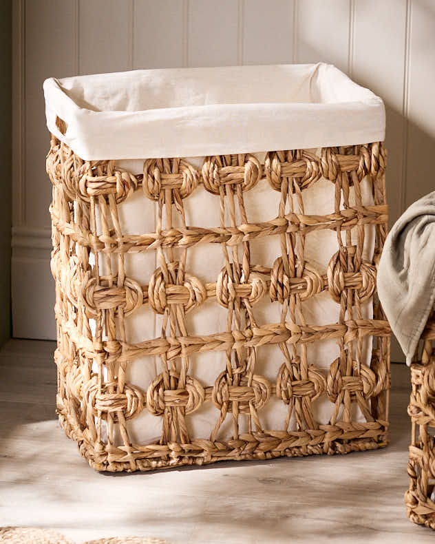 Laundry Hampers & Baskets - Lakelyn Water Hyacinth Lined Basket