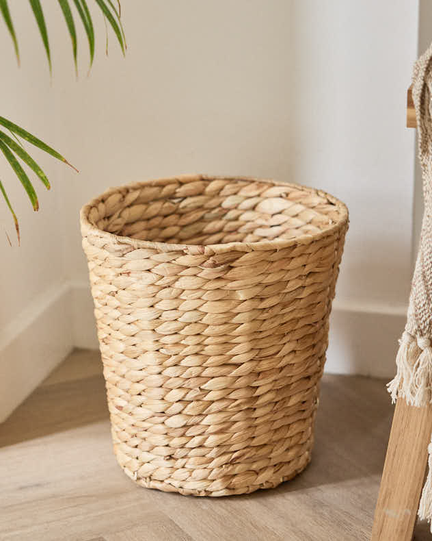 Natural Water Hyacinth Waste Basket - Lakelyn Water Hyacinth Paper Waste Basket