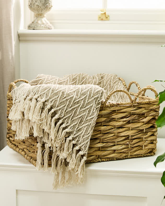 Water Hyacinth Scalloped Storage Baskets