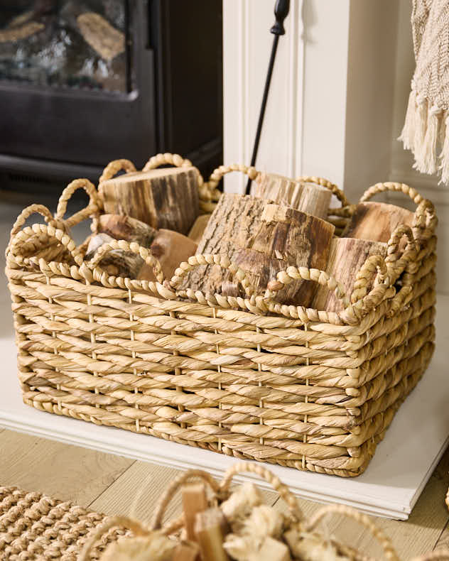 Scalloped Fireside Storage Baskets