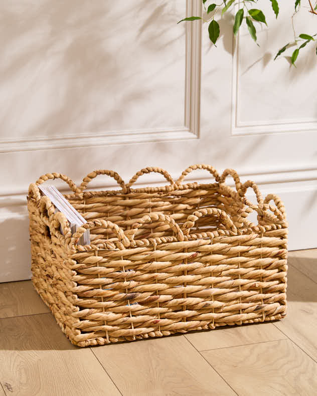 Water Hyacinth Scalloped Storage Baskets