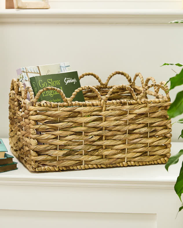 Water Hyacinth Scalloped Storage Baskets