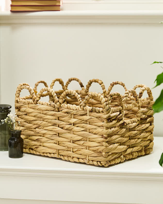 Water Hyacinth Scalloped Storage Baskets