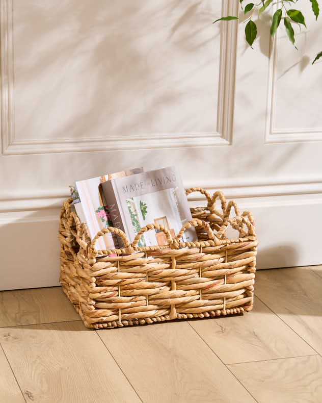 Water Hyacinth Scalloped Storage Baskets