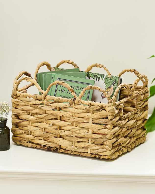 Water Hyacinth Scalloped Storage Baskets