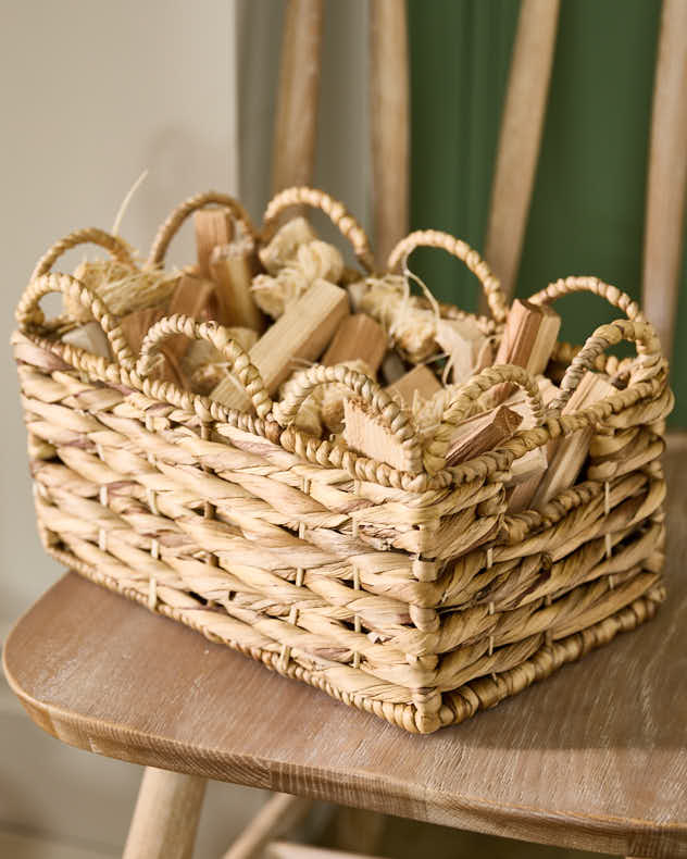 Scalloped Fireside Storage Baskets