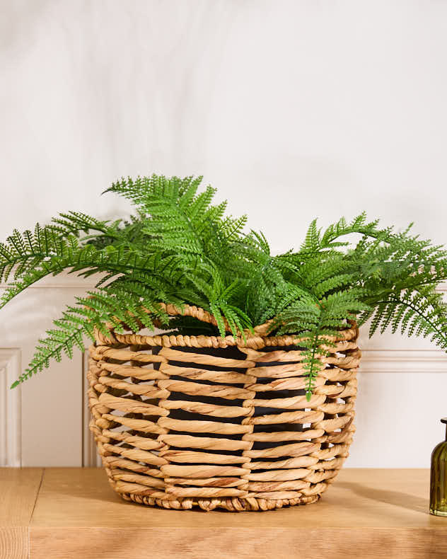 Water Hyacinth Open Weave Scalloped Basket