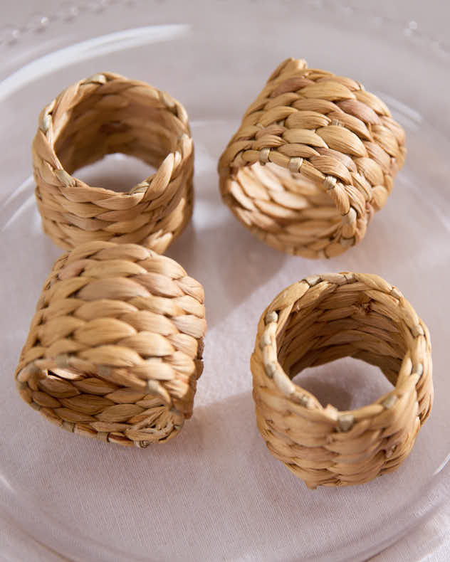 Set of 4 Water Hyacinth Napkin Rings