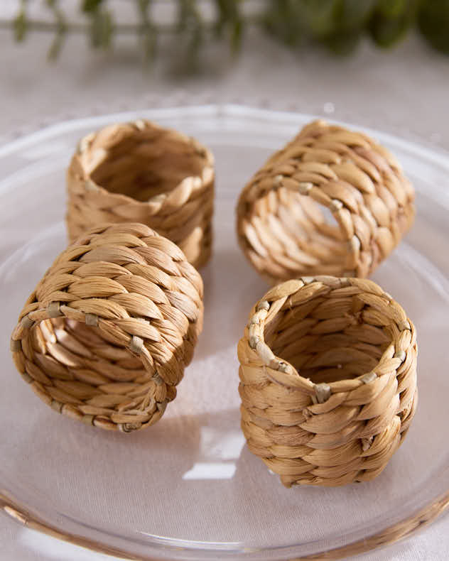 Natural Water Hyacinth Napkin Rings - Set of 4 Water Hyacinth Napkin Rings