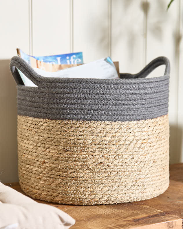 Seagrass Grey Stripe Basket