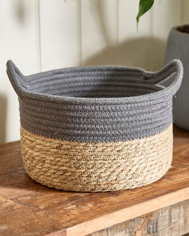 Seagrass Grey Stripe Basket