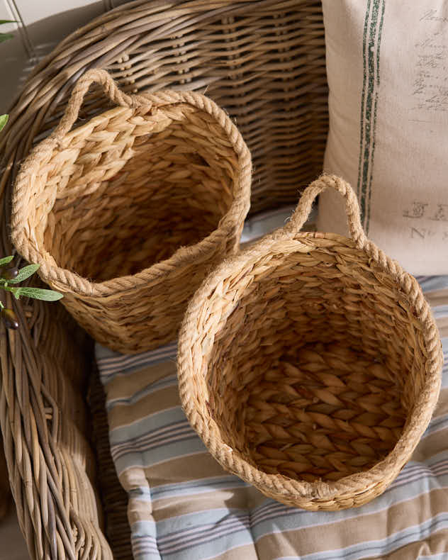 Wall Basket Large - Rope Finish Hyacinth Wall Baskets