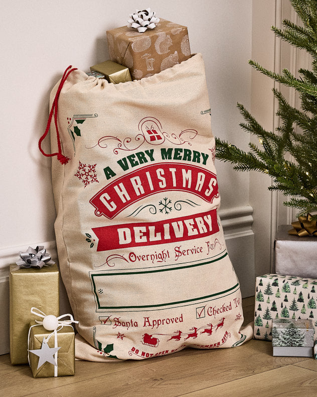 Red &amp; Green &amp; Brown Christmas Sack - Christmas Delivery Sack